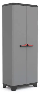 Produktbild von Keter Stilo Kunststoffschrank, hoch, dunkelgrau/schwarz/rot, 68 x 39 x 173 cm