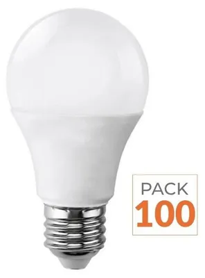 Produktbild von 100er-Pack – LED-Glühbirne E27 9 W 220 V A60 180° – Kaltweiß 6000 K – 8000 K