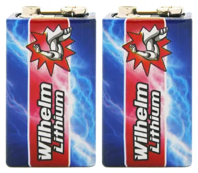 Produktbild von 2 x Wilhelm Lithium 9V Block Batterie Rauchmelder 6LR61 9 Volt Batterien