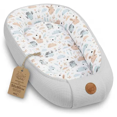 Produktbild von Babynest 50x90 cm, Eulen grau, Baumwolle, für Babys