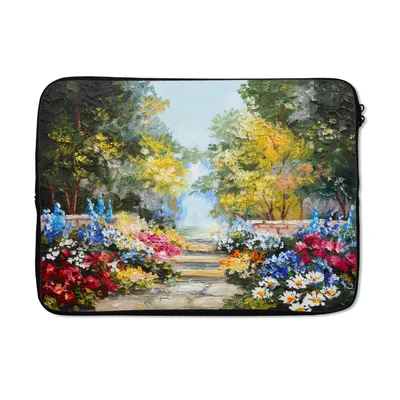 Produktbild von MuchoWow® Laptop Hülle 13 Zoll Malerei - Blumen - Natur - Ölfarbe Laptoptasche - Laptophülle - Sleeve - Rundumschutz