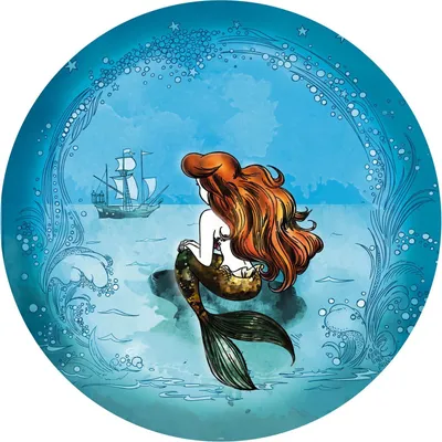 Produktbild von Disney selbstklebende runde Tapete Arielle die Meerjungfrau Blau - 612019 - Ø 128 cm