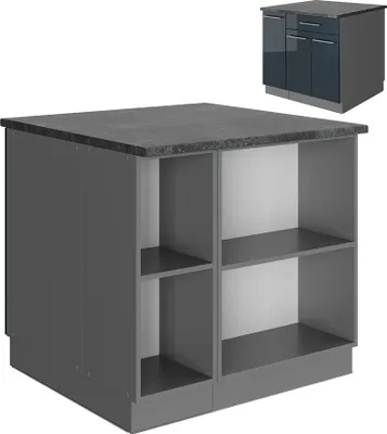 Produktbild von Kücheninsel Vicco Fame-Line Dunkelblau Hochglanz 90 cm mit Schublade, ohne Arbeitsplatte, Model 49751
