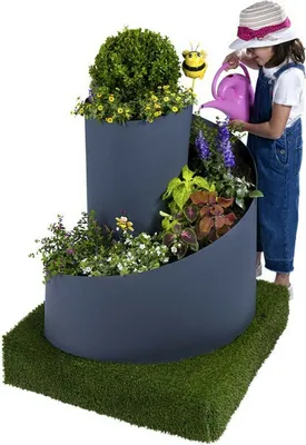 Produktbild von Große Kräuterspirale Gartendekoration Kräuterschnecke Kräuterbeet anthrazit grau