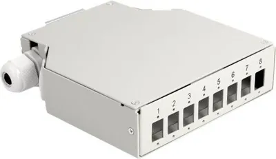 Zdjęcie produktu dla DELOCK LWL Verteilerbox für Hutschiene 8 Port grau