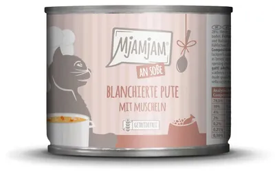 Produktbild von MjAMjAM - Premium Nassfutter für Katzen – blanchierte Pute mit Muscheln an Soße,