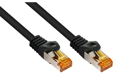 Zdjęcie produktu dla Kabel krosowy RJ45 kategorii 7 z TPE, czarny, 10 m, S/FTP, 10 Gb/s, bezhalogenowy