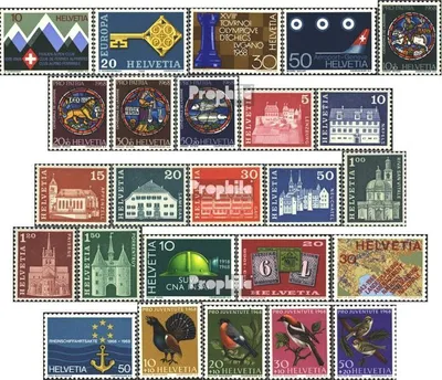 Produktbild von Briefmarken Schweiz 1968 Mi 870-894 (kompl.Ausg.) Jahrgang 1968 komplett gestempelt Jahresereignisse