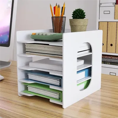 Produktbild von Dokumentenhalter A4 mit 5 Fächern - PVC Schreibtisch Organizer