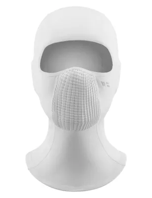 Image de ROCKBROS Cagoule en polaire Balaclava Structure plissée 3D respirante Masque d'hiver pour vélo, moto, ski, activités de plein air Hommes Femmes Blanc