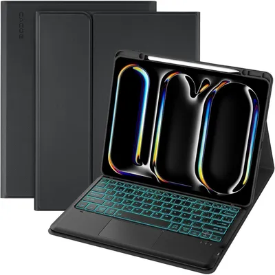 Obrázek produktu pro Obal s klávesnicí pro iPad Pro 13 M4 (2024) s touchpadem, 7barevným podsvícením, odnímatelný, bezdrátový, černý
