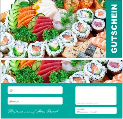 Produktbild von 20 Stück Premium First Class Geschenkgutscheine (Fisch-679) - Ein schönes Produkt für Ihre Kunden Gutscheine Gutscheinkarten für Bereiche wie Einzelhandel, Fischerei, Restaurant, Sushi, Fischhandel, Fischfachgeschäft, Gastronomie und vieles mehr