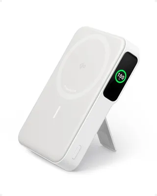 Immagine prodotto di Anker MagGo Powerbank, caricatore compatibile con MagSafe da 15W con Qi2, 10.000 mAh, display e supporto pieghevole, per iPhone 17/16/15/14, con cavo USB-C
