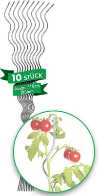 Productafbeelding van Tomaat Spiraalstokken 110 cm - 10 Stuks - Gegalvaniseerd Staal - Steunplanten & Klimplanten