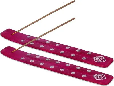 Productafbeelding van Famanu Set van 2 houten houders voor wierookstokjes - Roze, handgemaakt design