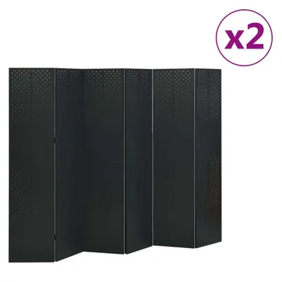 Image de séparation de pièce 6 pcs. 2 pcs. noir 240x180 cm acier