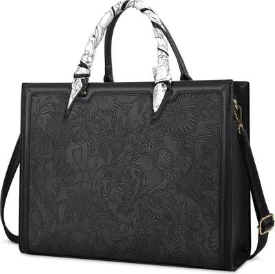 Produktbild von NUBILY Große Damen Handtasche Schwarz Leder 15.6 Zoll - Elegant Schultertasche Shopper