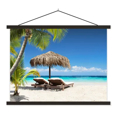Produktbild von MuchoWow® Textilposter Strand - Sonnenschirm - Meer 150x113 cm mit schwarzem Rahmen - Wohnzimmer