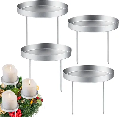 Produktbild von Metallischer Kerzenständer, Weihnachten, Kommunionskerzenhalter für Stangenkerzen, Adventskranz, Taufkerzen, Adventskerzen, Set mit 4 Stück