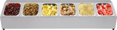 Produktbild von Zutatenbehälter - 6-Fächer Gewürz-/Garniturbox - Edelstahl - Mit Deckel - Für Bar und Küche