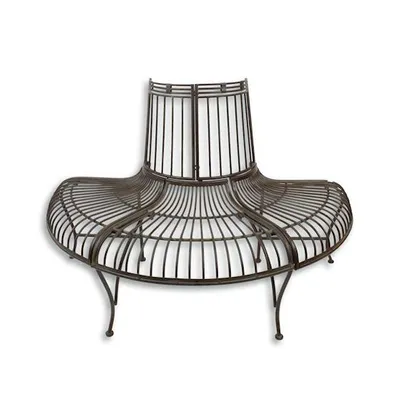 Produktbild von Bank Gartenbank Parkbank Baumbank halbrund braun Eisen Vintage Look 133,8 cm