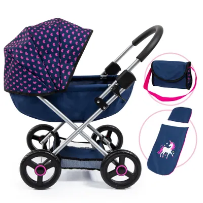 Produktbild von Bayer Design 12754AA Puppenwagen Cosy mit Tasche, Kissen und Decke, blau, rosa, Einhorn
