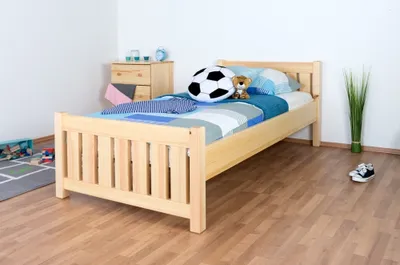 Produktbild von Kinderbett / Jugendbett Kiefer massiv Vollholz natur 66, inkl. Lattenrost - 100 x 200 cm (B x L)