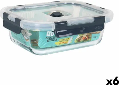 Obrázek produktu pro Obdélníkový vzduchotěsný box na oběd Quttin 600 ml (6 kusů)