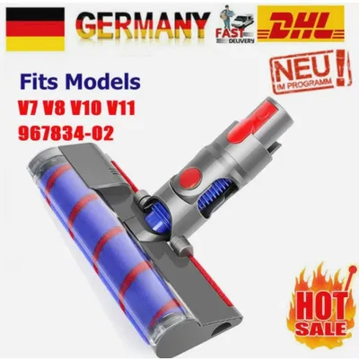 Produktbild von LED Bodendüse mit Softwalze kompatibel mit V7 V8 V10 V11 Staubsauger Bürstenkopf mit LED-Beleuchtung für Hartböden Teppiche
