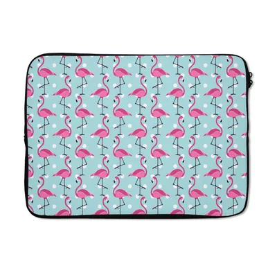 Produktbild von MuchoWow® Laptop Hülle 14 ZollFlamingo - Polka dots - Tiere - Muster Laptoptasche - Laptoptasche - Stoßsicher - Schutzhaube