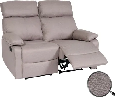 Produktbild von 2er Kinosessel MCW-L93, Relaxsessel Fernsehsessel Sofa, Armlehne Liegefunktion Nosagfederung Stoff/Textil grau-braun