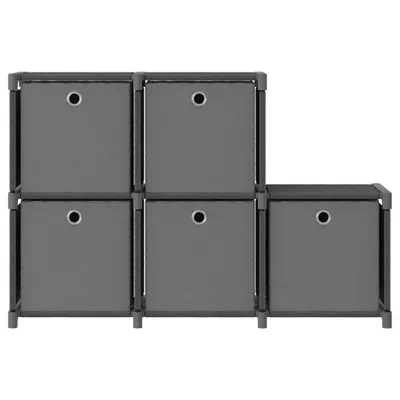 Immagine prodotto di Mensola con 5 Vani a Cubo Scatole Grigia 103x30x72,5 cm Tessuto