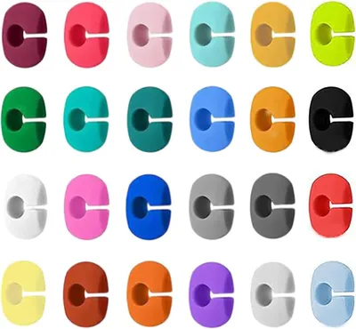 Immagine prodotto di Marcatori in silicone colorati per feste - Set da 24 - Segnaposto per bevande - Marcatori in silicone - Segnaposto riutilizzabili per bicchieri da vino - No