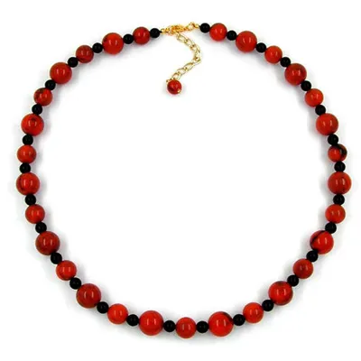 Produktbild von Kette Perlen koralle-schwarz braun 12mm