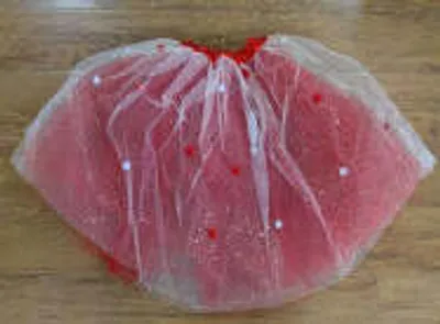 Produktbild von Rot-Weißer Tutu mit Pompons und LEDs