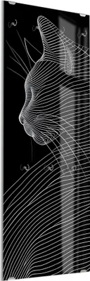 Produktbild von DEQORI Kleiderhaken aus Glas 50x125 cm 'Konturen der Katze' Wand Garderobe Paneel Haken