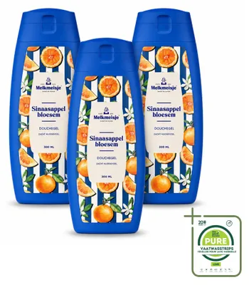 Imagen del producto de 3 unidades de gel de ducha Melkmeisje, aroma de flor de naranja, 300 ml - Paquete grande
