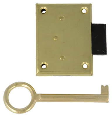 Productafbeelding van Amig inbouwslot voor meubels, inlegslot, 25 mm, met cilindersleutel, matgouden messing