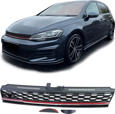 Obrázek produktu pro Mřížka chladiče Sportovní mřížka s červeným prolisem pro VW Golf 7 VII od 12-17 let