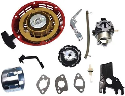 Image de Kit de démarrage par recul - Carburateur et accélérateur - Pour moteurs GX160 GX200 - Ensemble complet - Pièces de rechange pour moteurs