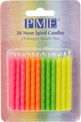 Immagine prodotto di Candele a spirale colorate al neon, assortimento, 24 pezzi, in plastica, multicolore, 0,5 x 0,5 x 5,9 cm