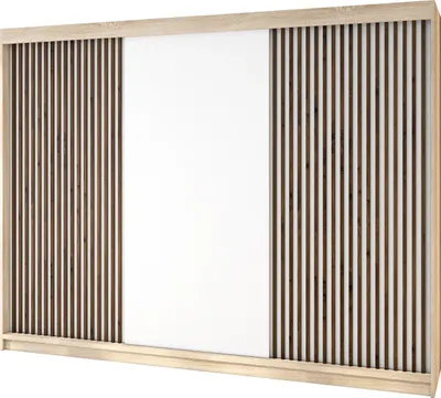 Produktbild von Schwebetürenschrank IOSA 200 cm, Kleiderschrank mit 3D-Lamellen – Premium mit 4 Schubladen