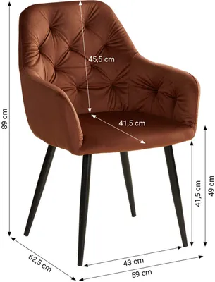 Produktbild von Homestyle4u Esszimmerstuhl 6er Set mit Armlehnen Samt Polsterstuhl Metallbeine Braun/Bronze Armlehnstuhl Küche