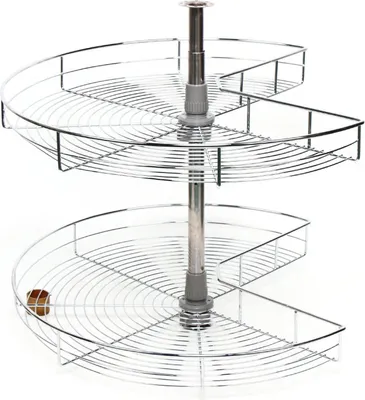 Produktbild von Eckschrank Karussell - 2 Ebenen Lazy Susan - 270° Drehbar - Höhenverstellbar - Für Blind-Eckschrank - Eisen - Silber