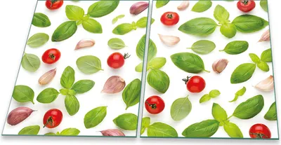 Produktbild von Herdabdeckplatten Glaskeramik Spritzschutz Glas Universal 2-Teilig 2x40x52 Tomate Rot