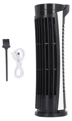 Obrázek produktu pro Stojanový ventilátor, oscilace 90 stupňů, 2 rychlosti, lehký, stojící, bez lopatek, 34 dB, tichý, USB 2.0, pro vnitřní prostory, ložnice, černý