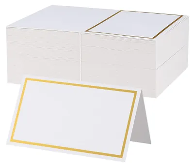 100 Platzkarten, weiß mit Goldrand, 100x85 mm, Tischkarten
