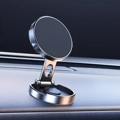Image de Support magnétique pliable pour téléphone portable, pivotant à 360°, support, tableau de bord, support pour téléphone portable, argent