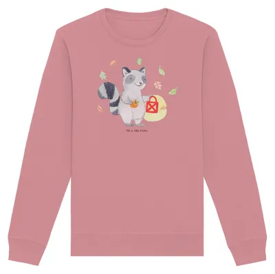Produktbild von Mr. & Mrs. Panda Nachhaltiger Pullover Waschbär Laterne Größe L - Canyon Pink - Geschenk, Dekoration, Herbst, Halloween, Sweatshirt, Sweater, Organic Baumwolle, Deko, Pulli