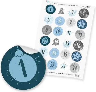 Produktbild von Zahlensticker Z16 Adventskalenderzahlen 1-24 Klassisch / Blautöne